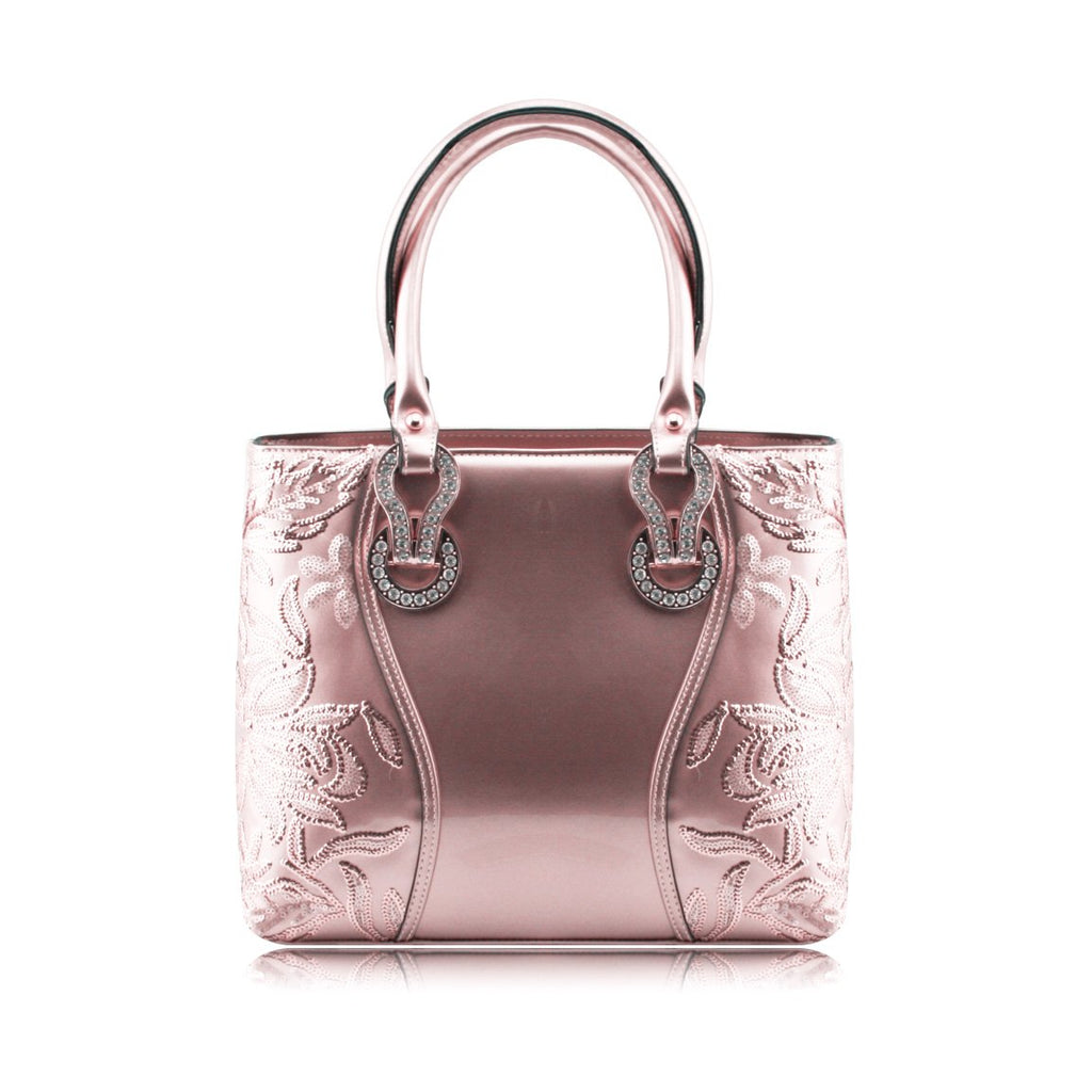 Stunning Shiny Patent Faux Leather Ladies Handbag Shoulder Bag - 8618 Champagne