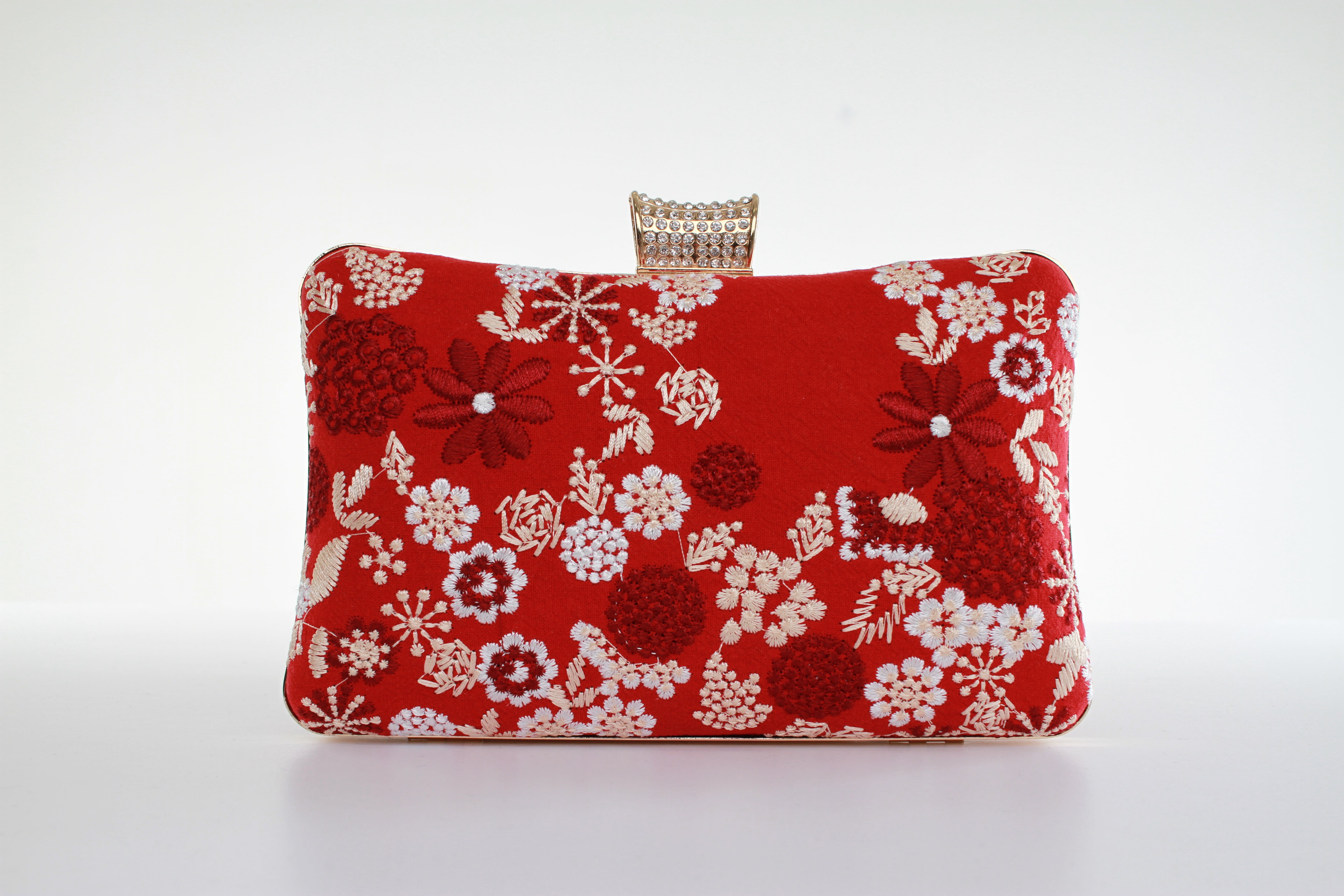Red floral deals clutch bag